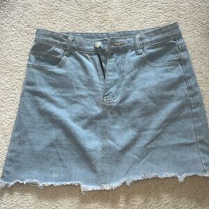 High waisted light washed jean skirt